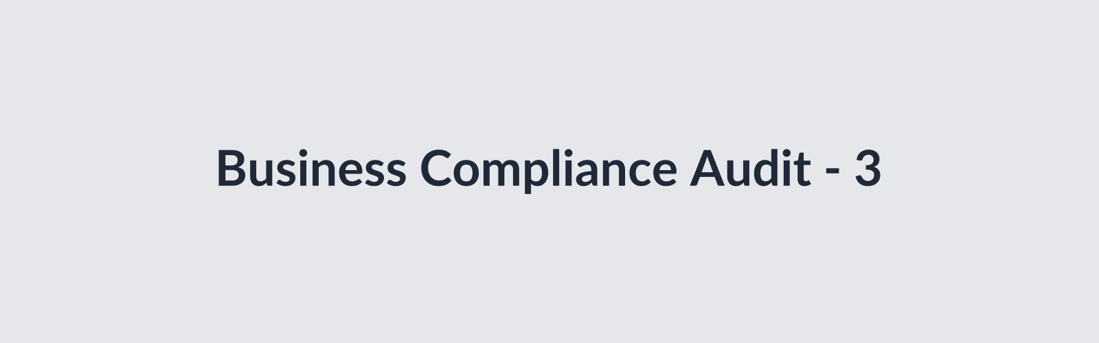 Business Compliance Audit