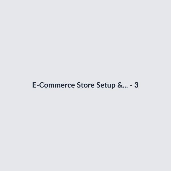 E-Commerce Store Setup & Launch